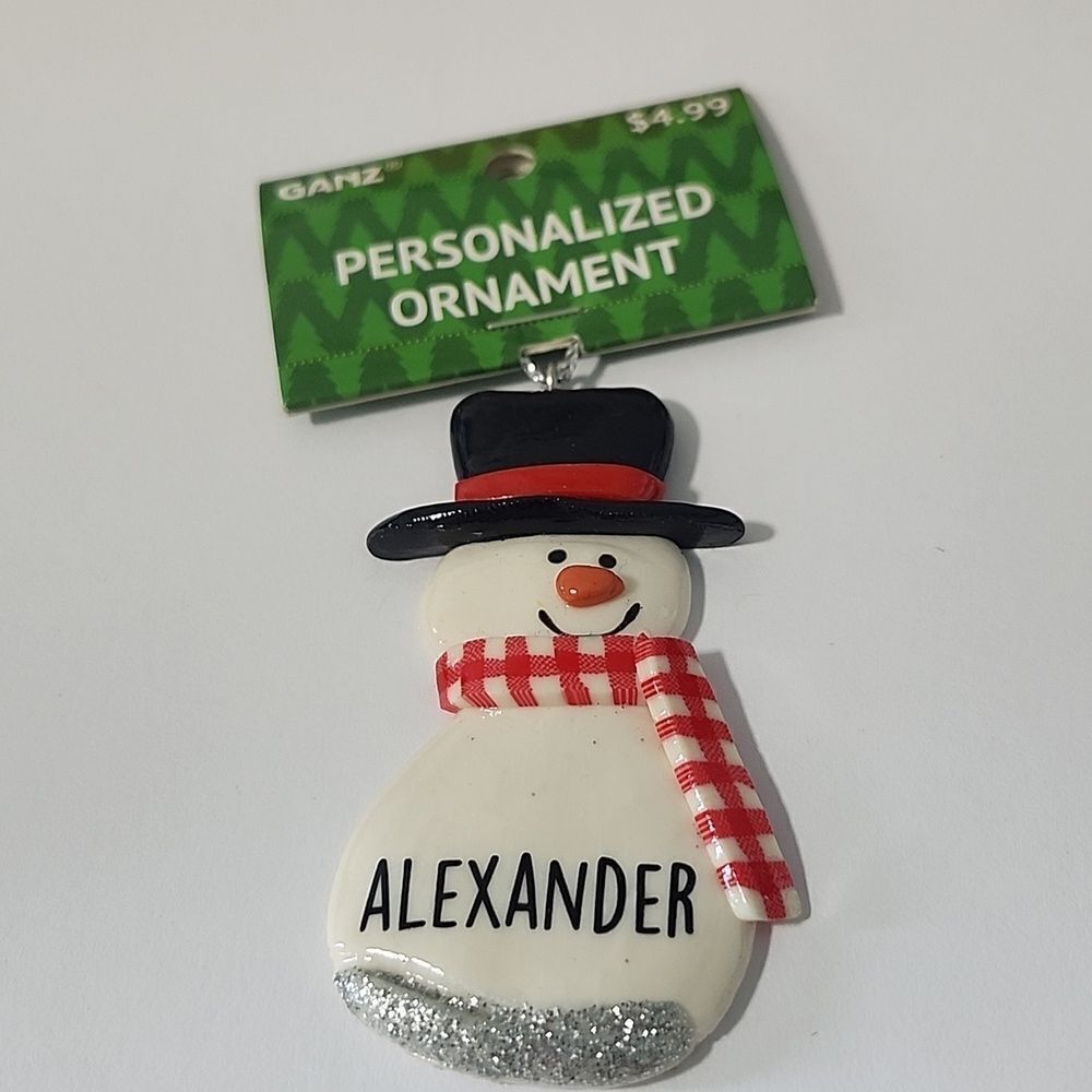 Ganz Personalized Snowman Ornament - White and Red Alexander